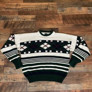 Vintage Argyle Striped Sweater